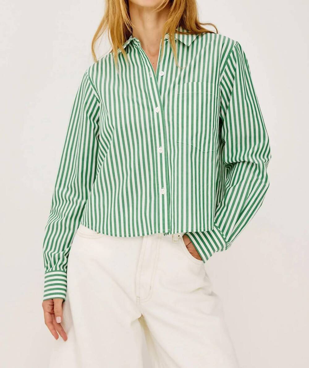 NEW RAILS ramy shirt in emerald stripe